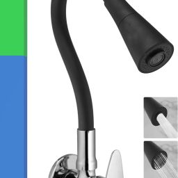 SINK COCK DUAL FLOW (HEAVY DUTY) 360 DEGREE ADJUST (HIGH GRADE) SPOUT W. FLANGE KITCHEN SINK TAP [ FLEXIBLE SINK COCK ] [ KITCHEN TAP ] KITCHEN SINK TAP SHOWER Bib Tap Faucet-11