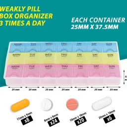 3 TIMES DAILY 21 Days Pill Medicine Organizer with Reminder Portable and Easy-to-Use Pill Box-image-33