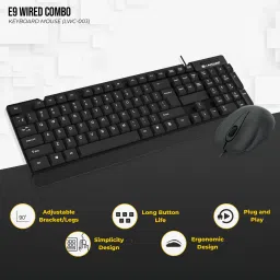 LAPCARE E9 Wired Combo-Wired Keyboard and Mouse Set-USB, Ergonomic Design Combo Set image 5