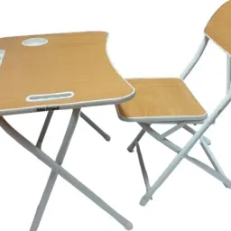 Foldable Study Table and Chair Set for Kids & Adults–Light Wood & White Foldable Wooden Inversion Table-image-20