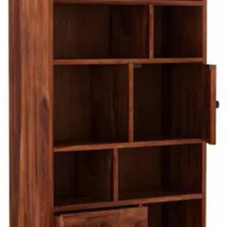 furinno Sheesham Wood Book Shelf with Cabinet Bookcase Books Display Rack Unit for Home Solid Wood Open Book Shelf image 3