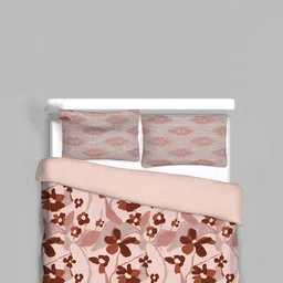 Signature Pink & Brown 210 TC Queen Bedsheet with 2 Pillow Covers-55