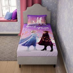 DDecor Purple & Brown Frozen Printed 140 TC Single Bedsheet with 1 Pillow Covers-picture-29