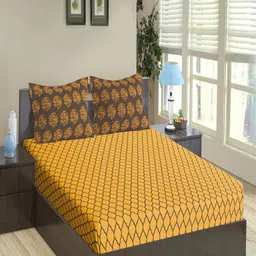 Trance Home Linen Dori & Damask 200 TC King Flat Bedsheet with 2 Pillow Covers-image-84