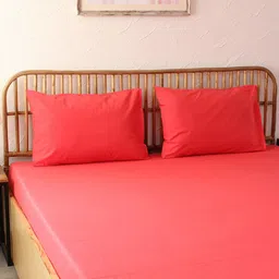 House This Red 180 TC Cotton Queen Bedsheet with 2 Pillow Covers-image-54