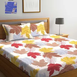 KLOTTHE White & Blue Printed 210 TC 2 King Bedsheet with 4 Pillow Covers-image-14