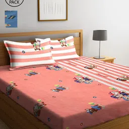 KLOTTHE Set of 2 Cartoon Characters 210 TC 2 King Bedsheet with 4 Pillow Covers-18