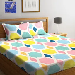 KLOTTHE Multi Coloured 210 TC Printed Set of 2 King Cotton Bedsheet with 4 Pillow Covers-10