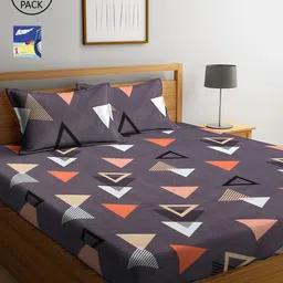 KLOTTHE Multicoloured Geometric Set of 2 King Bedsheet with 4 Pillow Covers-18