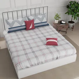 NAUTICA Super Fine 100% Egyptian Satin Cotton King Bedsheet With 2 Pillow Covers -3pc set-image-41