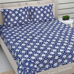 FABINALIV Navy Blue Cartoon Characters Woollen 300 TC King Bedsheet Set 2.50 m x 2.25 m-image-51