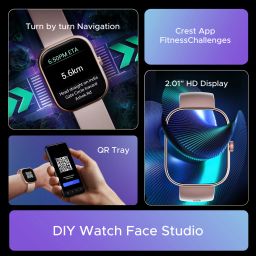 boAt Wave Sigma 3 w/ Turn By Turn Navigation, 2.01" Screen, Crest App, QR Code Tray Smartwatch image 2