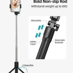 LINCTECH Bluetooth Extendable Selfie Stick with Wireless Remote and 2 Level Fill Light for Making TikTok, Vlog Videos and Tripod Stand Selfie Stick for for Mobile and All Smart Phones Tripod Single Gimbal for Mobile image 2