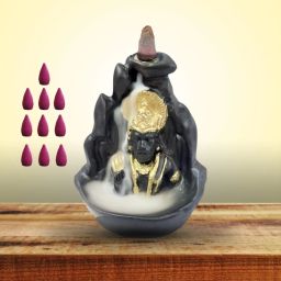 SMOKE FOUNTAIN Hanuman Ji With 10 cones, Polyresin Statue E_11 Decorative Showpiece - 8 cm-image-42