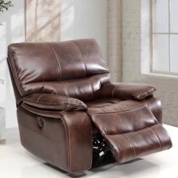 casacraft from pepperfry Braxton Leatherette Motorized 1 Seater Recliner with USB Port in Tan Brown Colour-picture-6