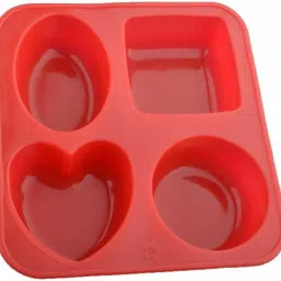 Silicone Heart, Square, Rectangle, Oval Soap Moulds with 4 Cavity Red Silicone Ice Cube Tray-11