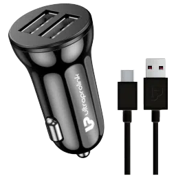 ultraprolink Mach12 12 Watts/2.4 Amps 2 USB Ports Type C Car Charging Adapter with Cable (Smart Charge, UM1144C, Black)-picture-11