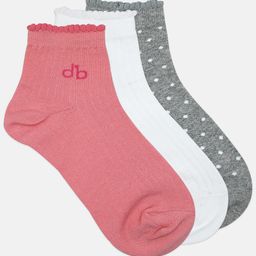 DressBerry Women Set of 3 Assorted Patterned Ankle Length Ribbed Socks-13