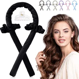 shopogenix Heatless Curling Rod Headband,No Heat Curls Silk Ribbon Hair Rollers Hair Curler-picture-1