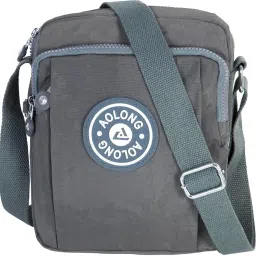 Grey Men & Women Sling Bag Vertical Nylon Stylish Small Zip Closure Sling Bag-image-93