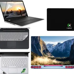 SDM 5in1 Combo of Premium Quality, HD, UV Printed, Protected, Bubble Free, Scratchproof, Washable, Easy to Install Laptop Skin/Sticker/Vinyl/Cover for 15.6 inches on 3M Vinyl with Screen Guard and Key Protector, pelmrest skin, gaming mouse-pad (natural images for brain relaxation at working time) Combo Set 227 Combo Set-picture-15