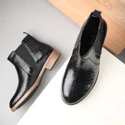 Men Black Croco Chelsea High Top Ankle Boots Boots For Women-image-20
