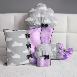 the purple tree Grey and Purple Microfiber Cupcake Decorative Cuddle Cushions (Set of 4)-picture-43