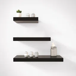wooden wall shelf (black) 16,14,12 inch Wooden Wall Shelf-3