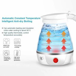 Travel Foldable Electric Kettle Portable Silicone Collapsible Kettle Beverage Maker-image-6