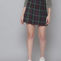 Women Checkered Regular Green Skirt-image-46