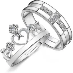 Stainless Steel, Sterling Silver Cubic Zirconia Sterling Silver Plated Ring Set-image-86
