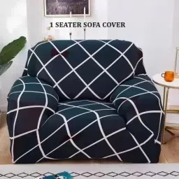 Polycotton Striped 1 Seater Sofa Cover-image-5