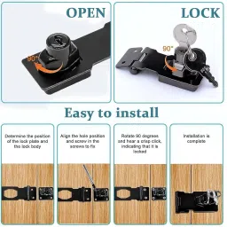 zeitel 2 Set Drawer Lock with Key Locking Hasp, 3 Inch Metal Twist Knob Keyed Locking Keyed Cam Lock image 4