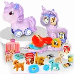 3in1 Unicorn Pet Dresser Child Pet Shop Pretend Play Pet Grooming Toy Set-12