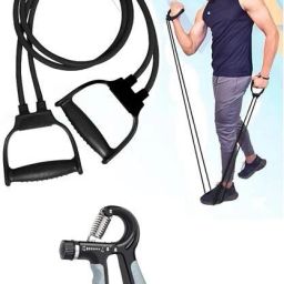 Toning Tube with Counter Hand Grip for Body Gym & Fitness Kit (Pack 2) Gray Fitness Accessory Kit Kit-image-54