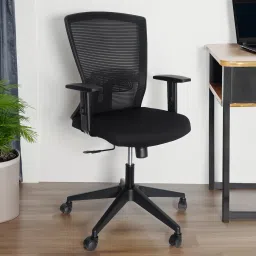 Flash Medium Back Chair (Finish Color - Black, DIY) NA Office Adjustable Arm Chair-26