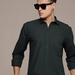 bs blue squad Men Slim Fit Solid Spread Collar Casual Shirt-picture-39