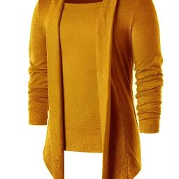 Men Asymmetric Full Sleeve Yellow Shrug-image-74