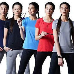 Pack of 5 Women Solid Round Neck Polyester Multicolor T-Shirt-image-32