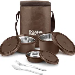 classic essentials Prio Microwave Safe Stainless Steel | Insulated Fabric Bag | Leak Proof 3 Containers Lunch Box-picture-11