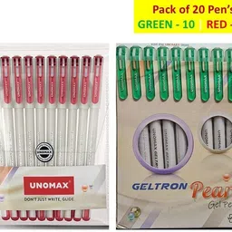 unomax GELTRON PEARL GEL PEN | INK - RED + GREEN | 20 PENS | Gel Pen-picture-2