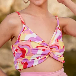 Athena Abstract Print Twisted Crop Top image 4