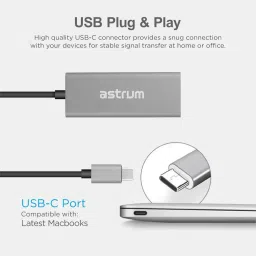 ASTRUM 5Gbps USB-C to Gigabit Ethernet LAN Converter - NA450 Lan Adapter image 3