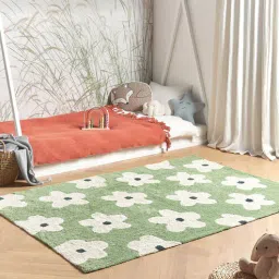 thegasbh Green Floral Cotton 6 Ft X 4 Ft Hand Tufted Dhurrie-picture-41