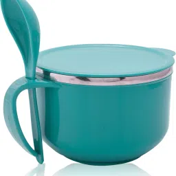 Stainless Steel Soup Bowl Noodle & Soup Bowl Set|Noodle Bowl with Spoon|600 ML|Green-image-34