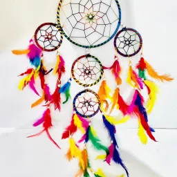 Dream Catcher Wall Hanging Wool 5 Rings Multicolor Wool, Feather Dream Catcher Feather Dream Catcher-image-53