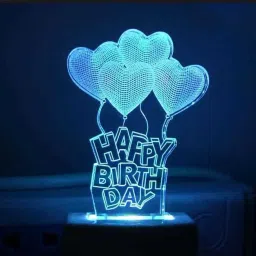 3D Illusion LED Light Night Lights for 7 LED Colors Changing Lighting Touch USB Charge Table Desk Bedroom Decoration Decorative Lighting Gifts for Boys Girls Kids Baby Friends (Love) Happy Birthday Night Lamp (15 cm, Multicolor) Night Lamp-image-49