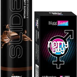 Slide Chocolate Flavour Lube Massage Gel & 4IN 1 Dots, Ribbed, Long Time Condoms-image-20