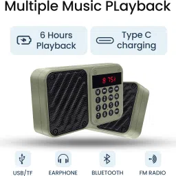 otoobest FM Radio with Bluetooth, Timer, 8hr Battery, SD Card & USB Playback 6 W Bluetooth Speaker image 5