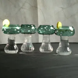 borotech Mystic Bloom Stemmed Goblet - 330ml | Borosilicate Glass | Mushroom-Inspired Cocktail Glass-picture-30